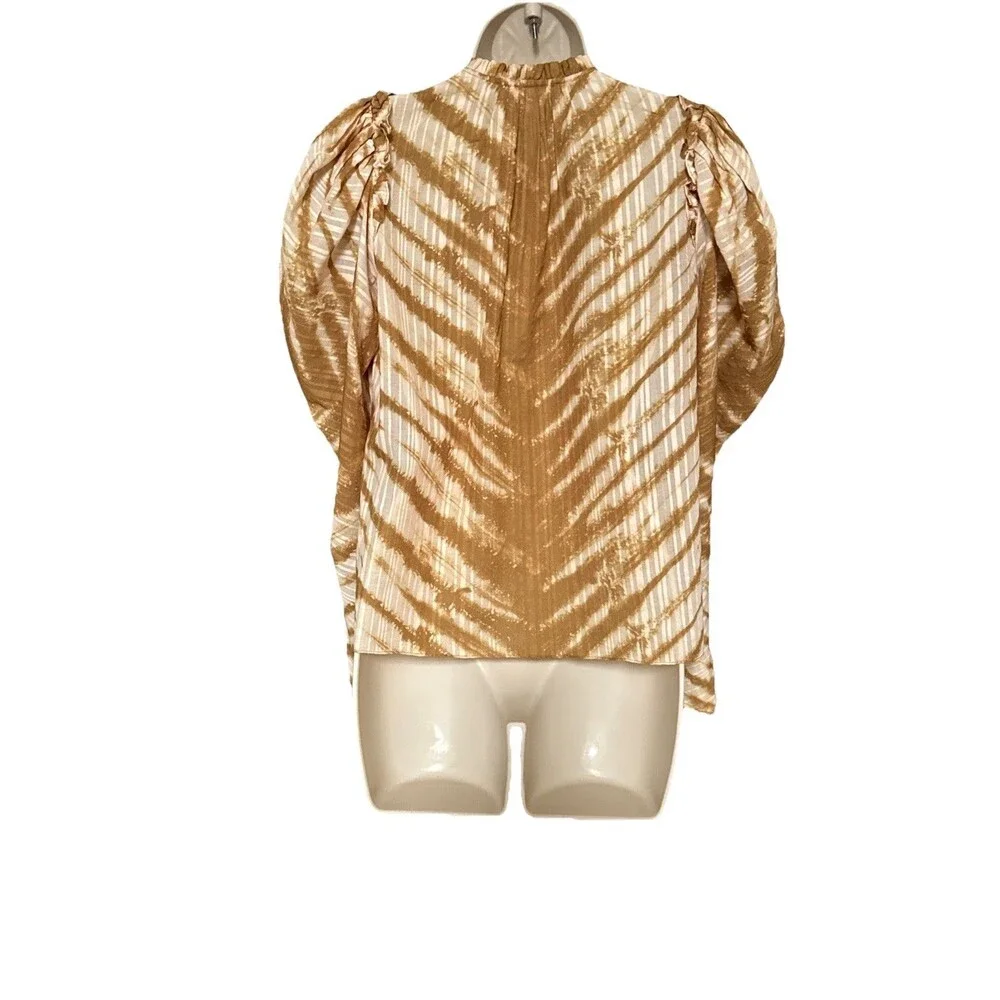 Ulla Johnson Madena Blouse Size 00 Sand Tie Dye Ruffle Boho Top